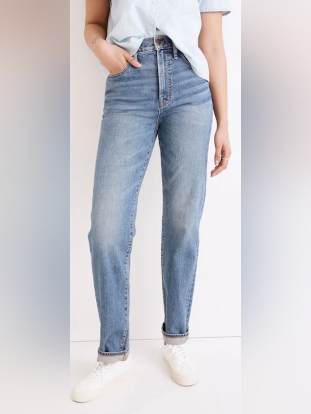 Madewell Blue Jeans The Perfect Vintage Straight Jean High Rise Medium Wash 30